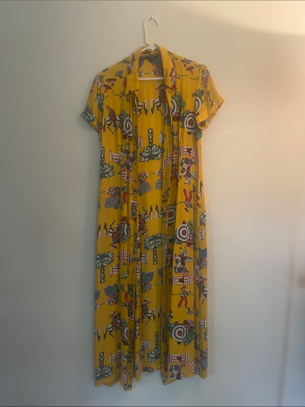 Betsey Johnson Yellow Graphic Print Button-Front Maxi Dress - Picture 10 of 15